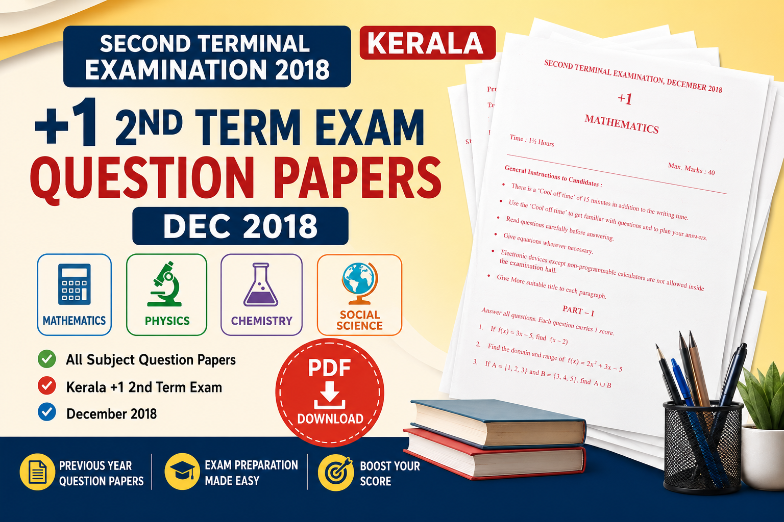 second terminal examination 2018 question paper-Kerala +1 2nd Term Exam Question Papers Dec 2018